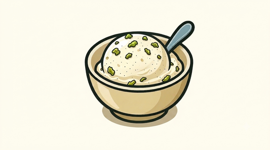 Vanille-Eis mit Bärlauch Crunch